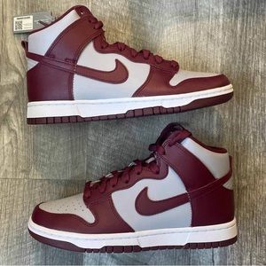 New In Box Nike Dunk Hi “Dark Beetroot” Dark Beetroot/Wolf Grey/White